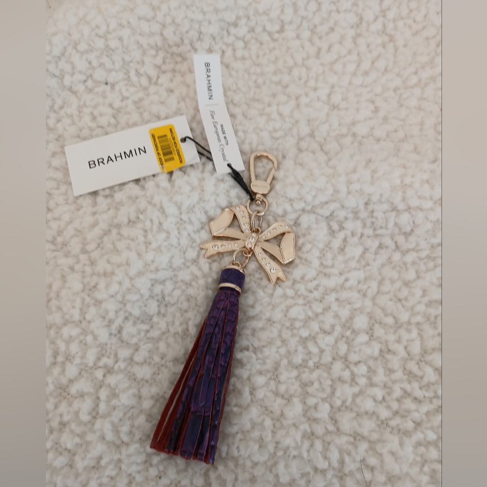 Brahmin Bow Charm Tassel Keychain